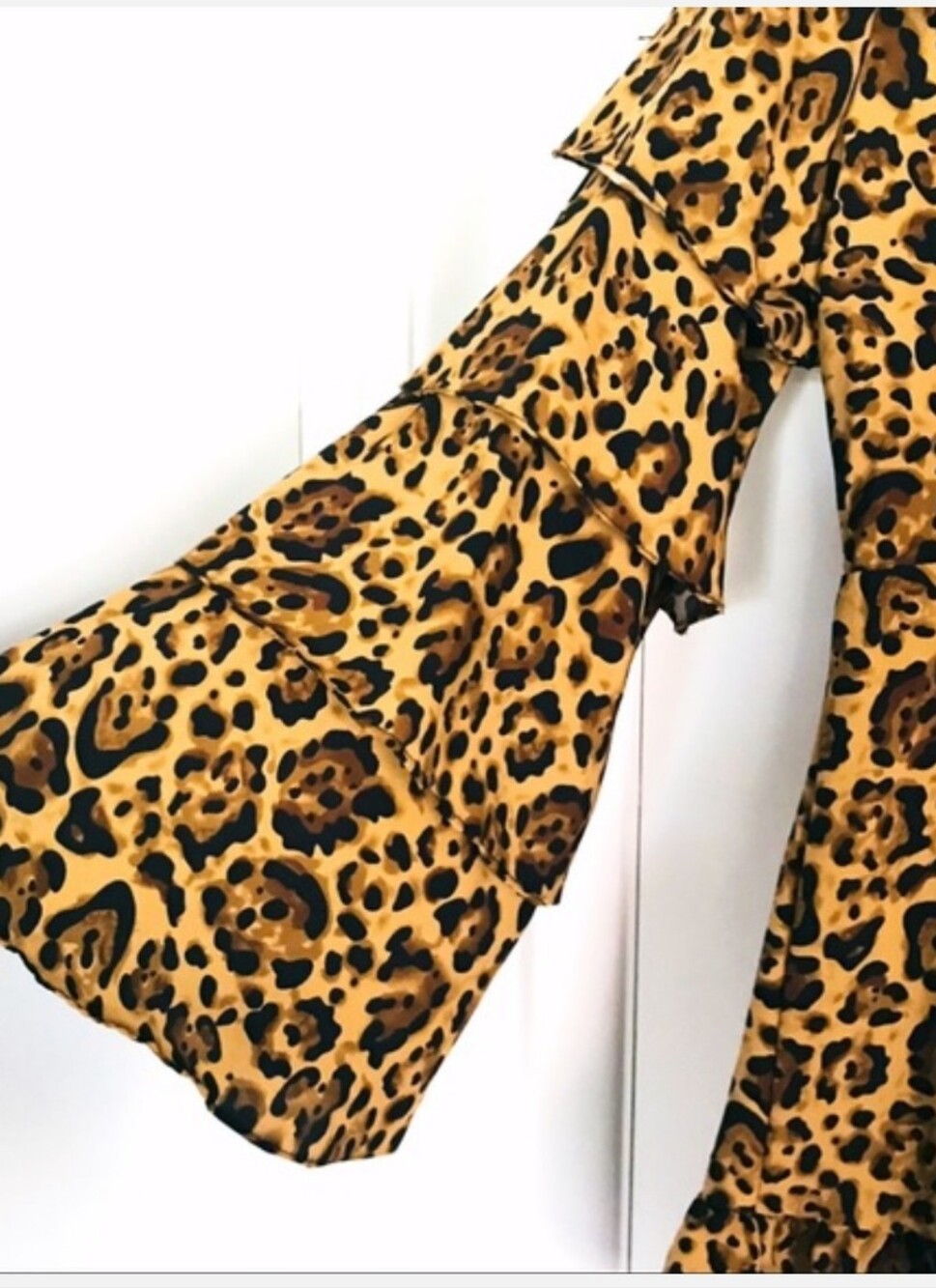 Boohoo Leopard Ruffle Tiered Long-Sleeve Mini Dress - Brown - Picture 5 of 6
